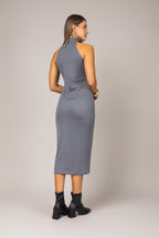 Vestido midi com gola