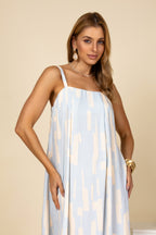 Vestido longo alças finas estampa suave