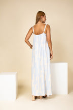 Vestido longo alças finas estampa suave