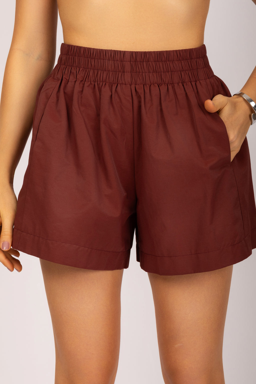 Shorts de cintura alta com elástico