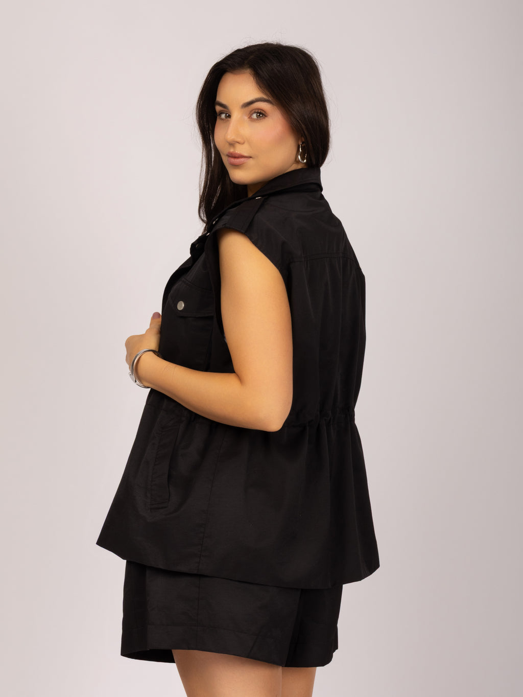 Shorts de cintura alta com elástico