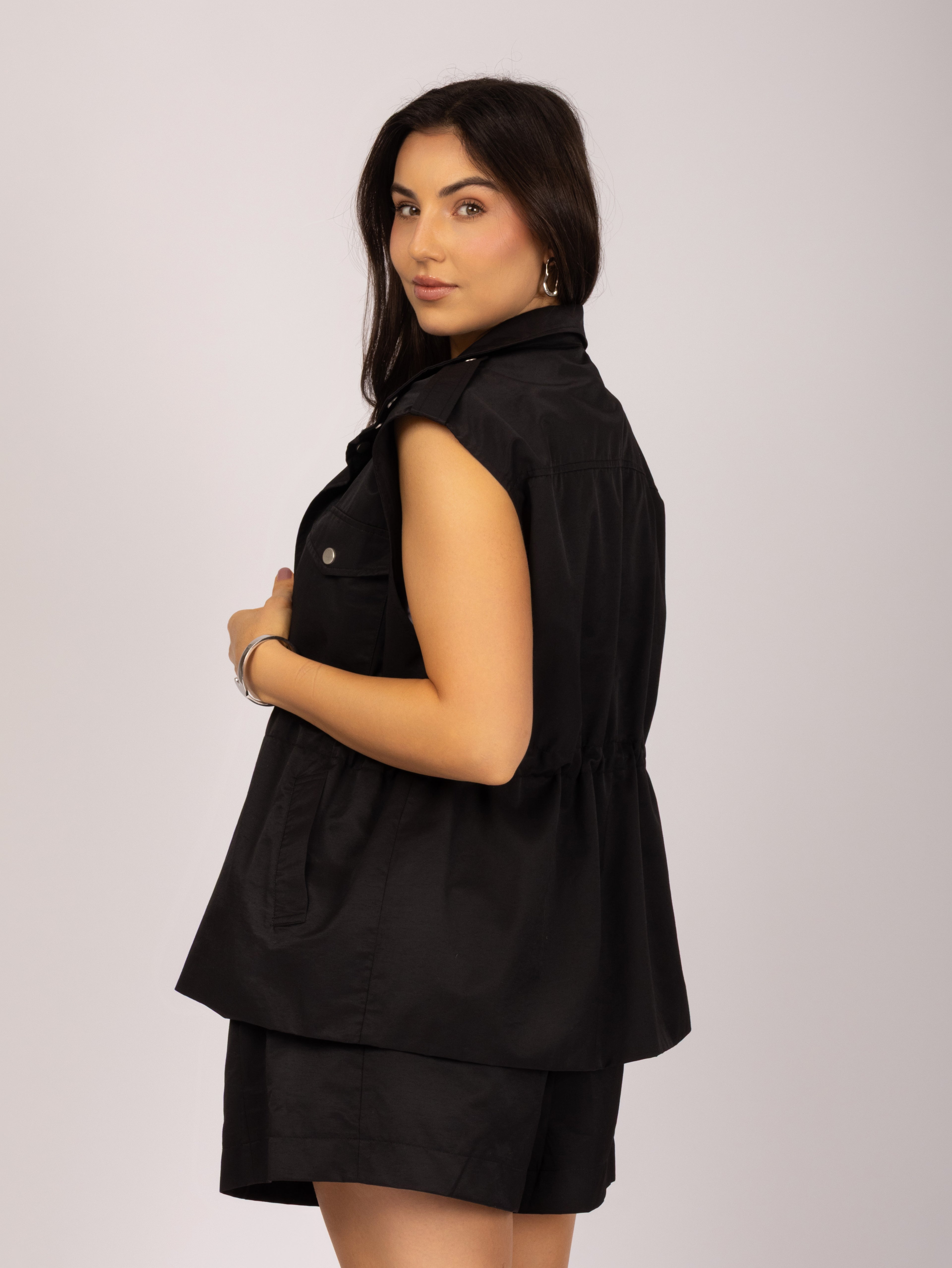 Shorts de cintura alta com elástico