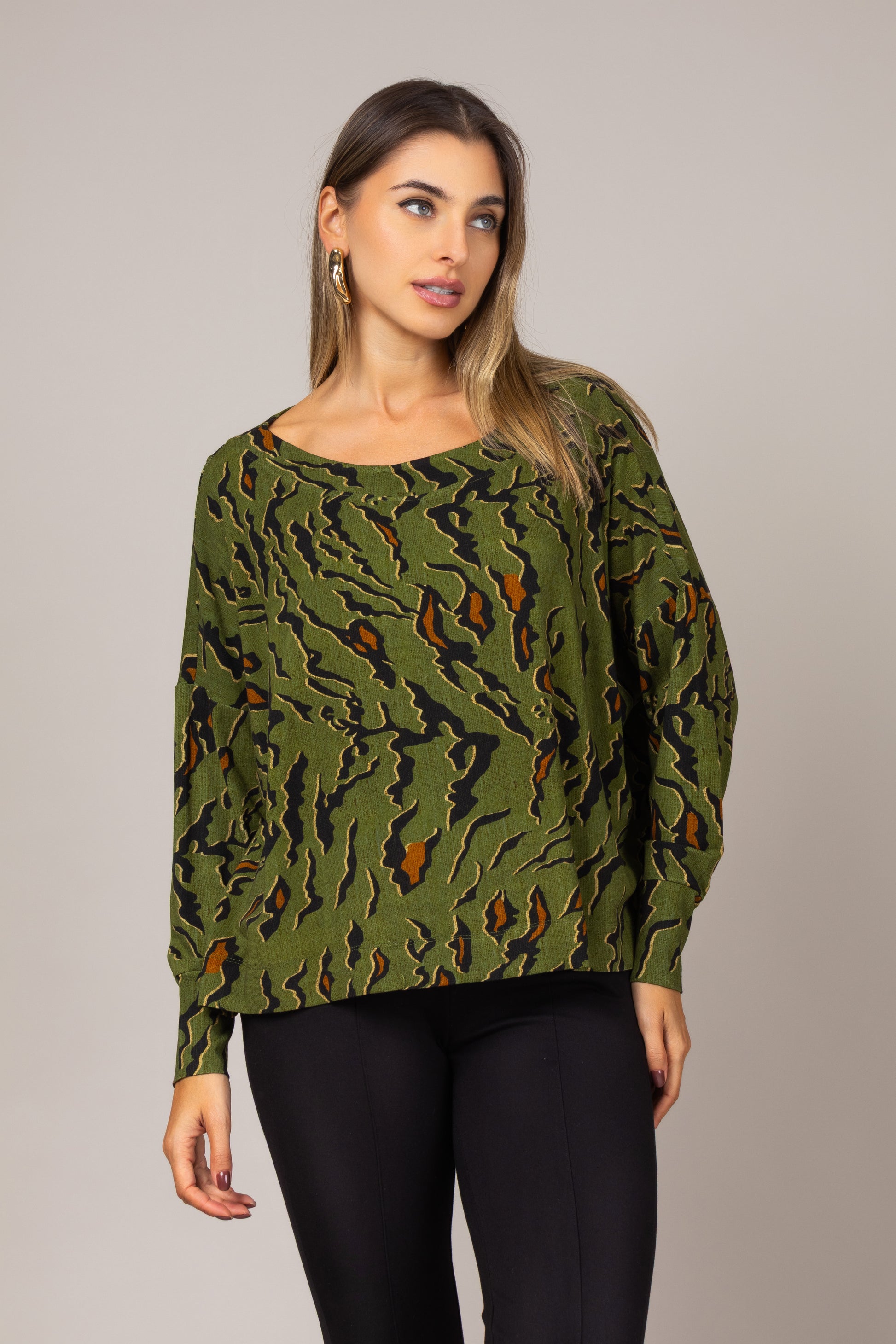 Blusa manga longa estampada