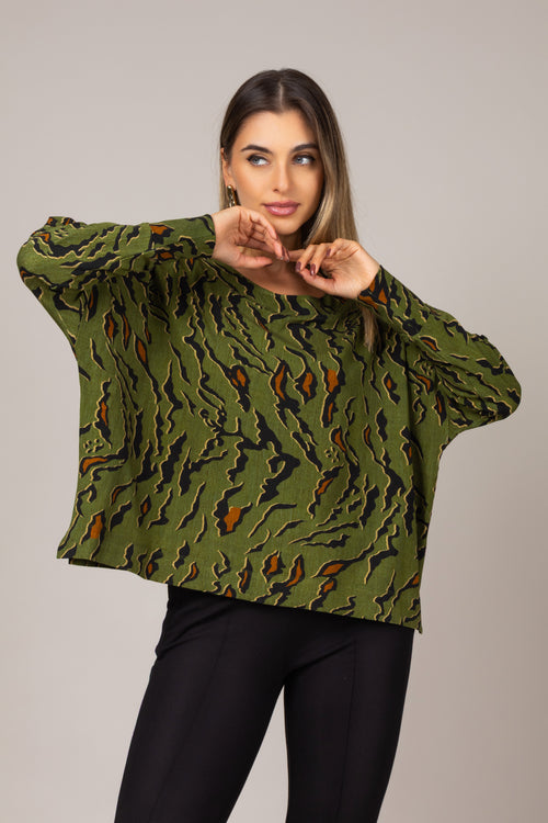 Blusa manga longa estampada