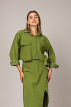 Conjunto de blusa e saia midi envelope