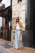 Trench coat midi com cinto