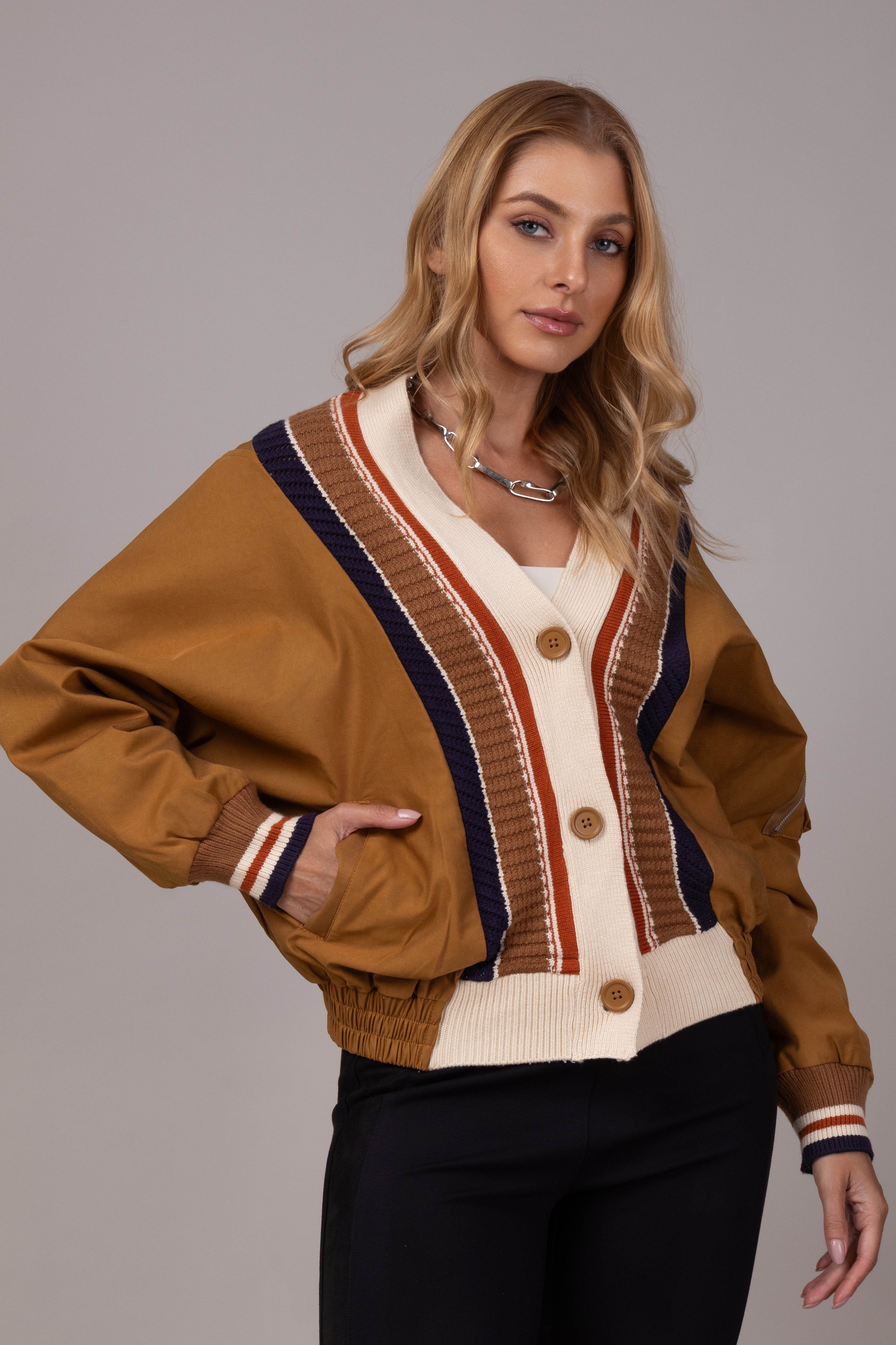 Jaqueta sarja e tricot