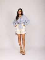 Chemise alongada em linho