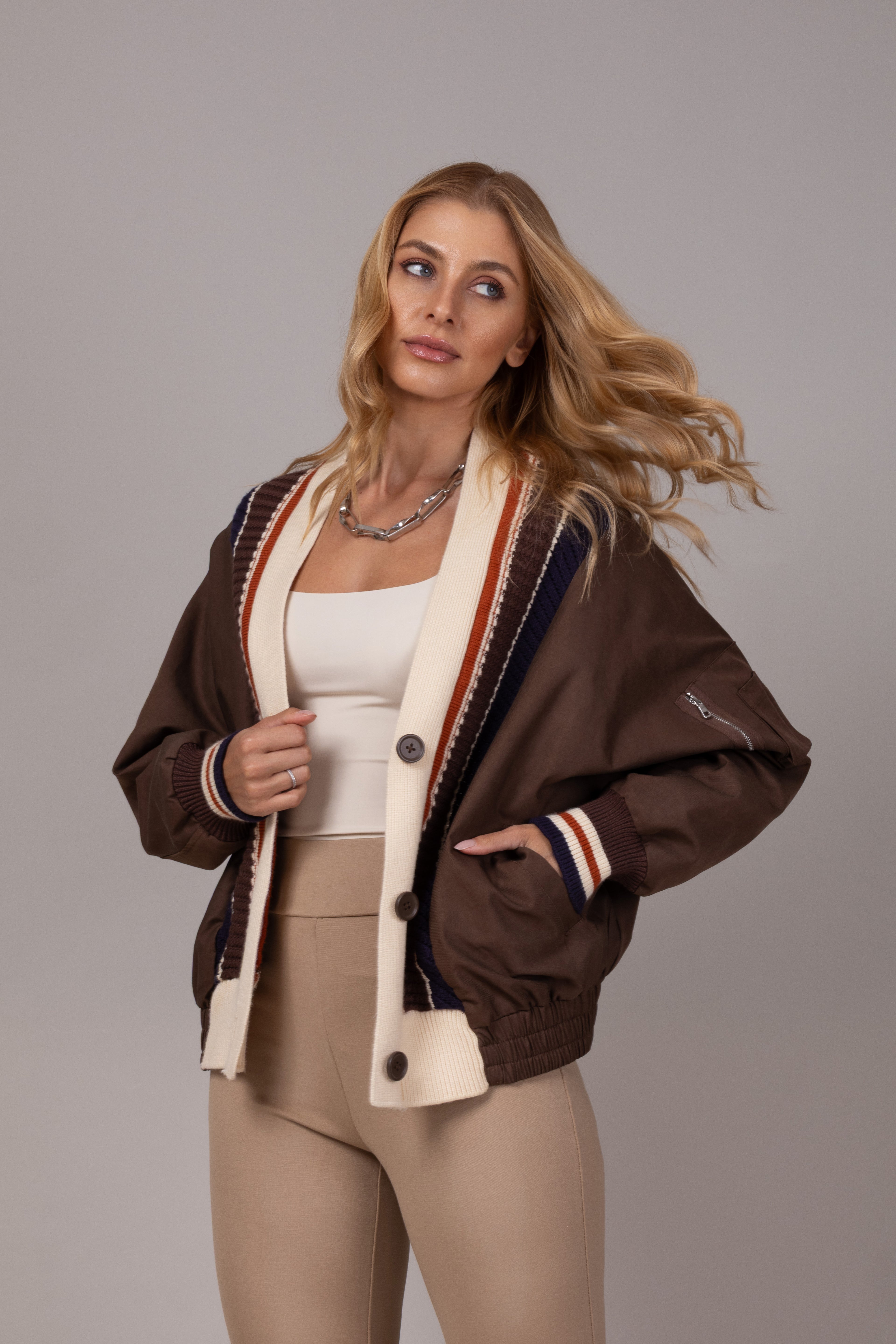 Jaqueta sarja e tricot