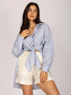 Chemise alongada em linho
