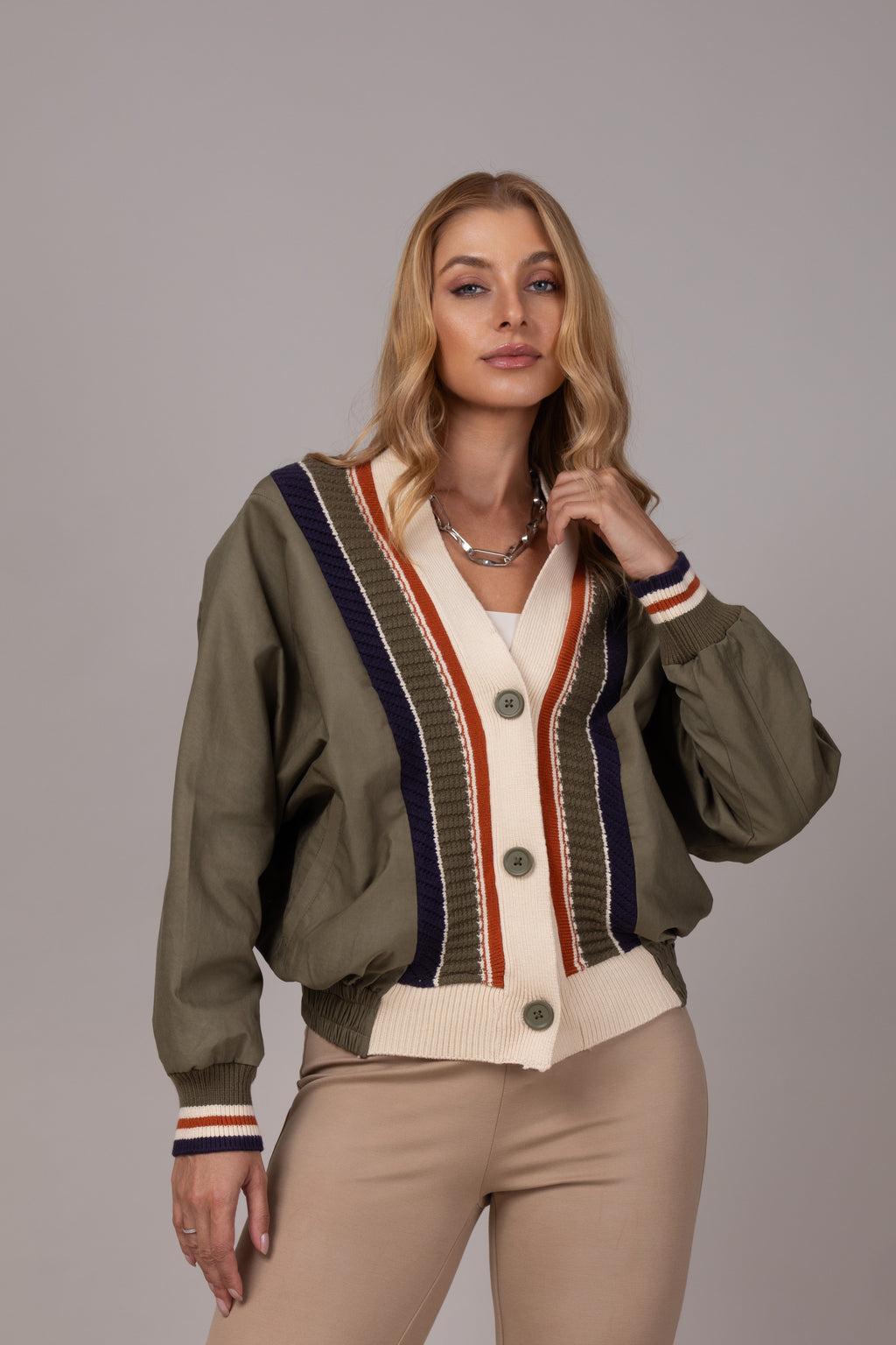 Jaqueta tricot bicolor