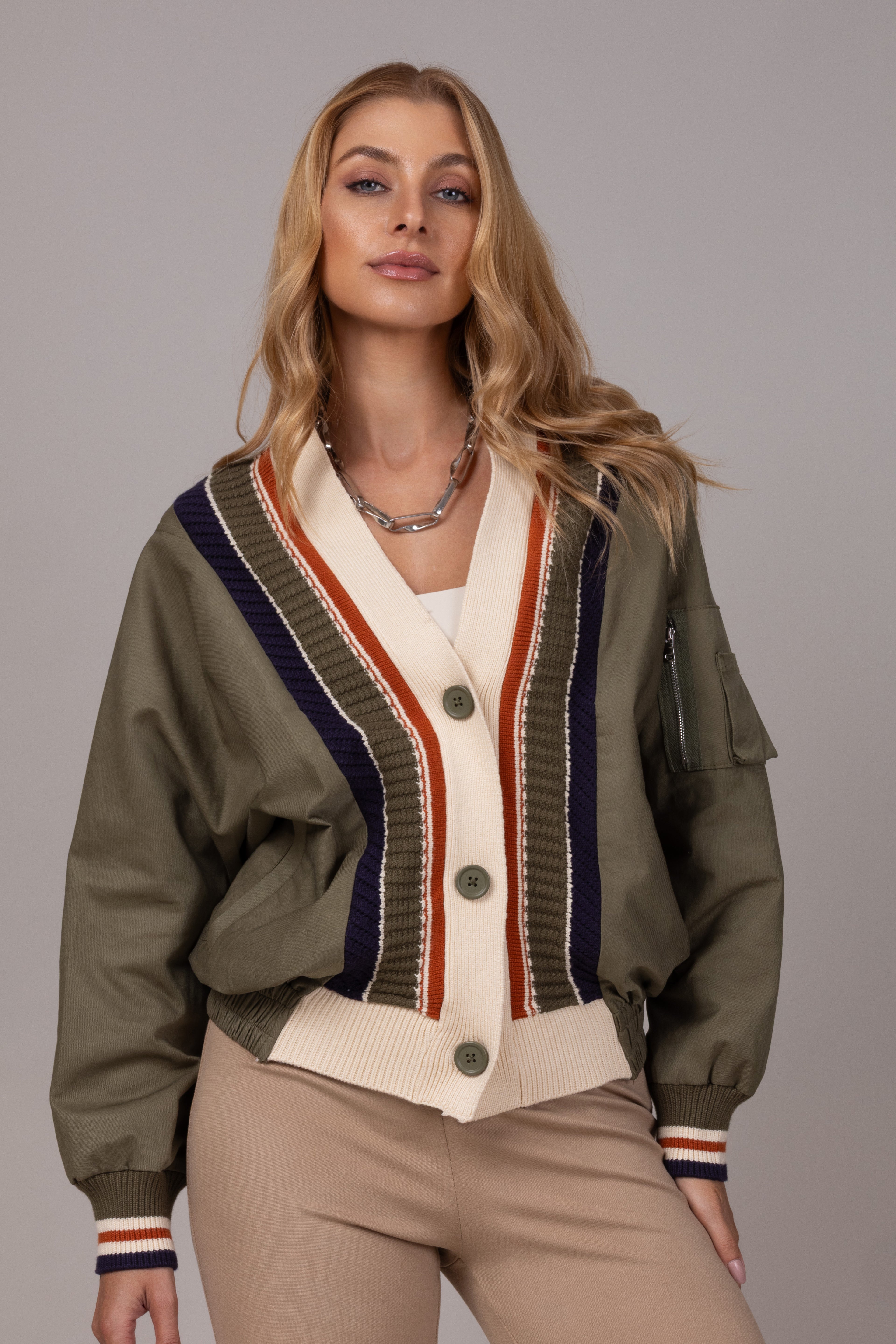 Jaqueta sarja e tricot