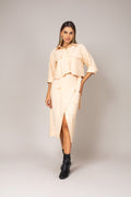Conjunto de blusa e saia midi envelope