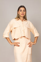Conjunto de blusa e saia midi envelope