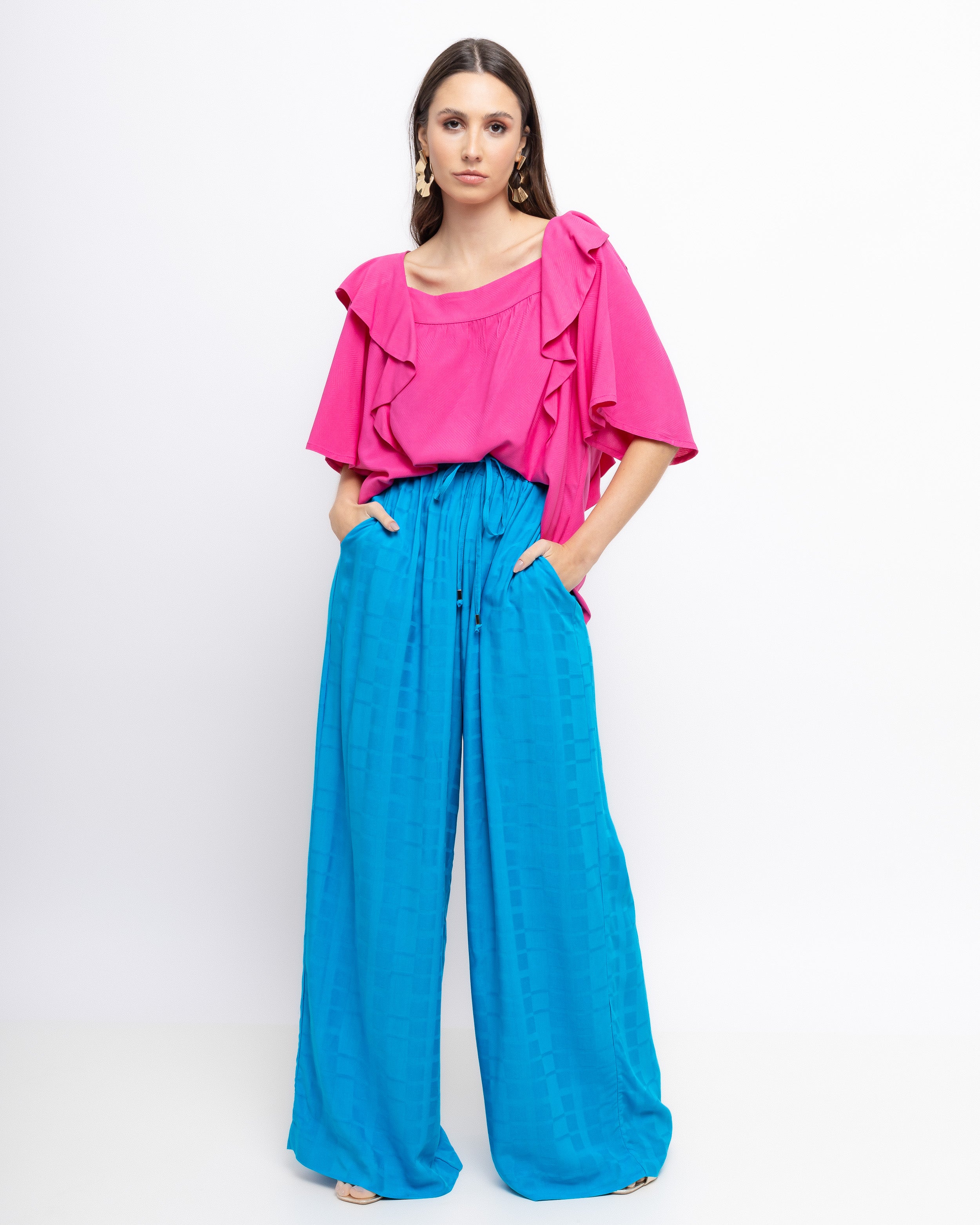 Pantalona em viscose maquinetada