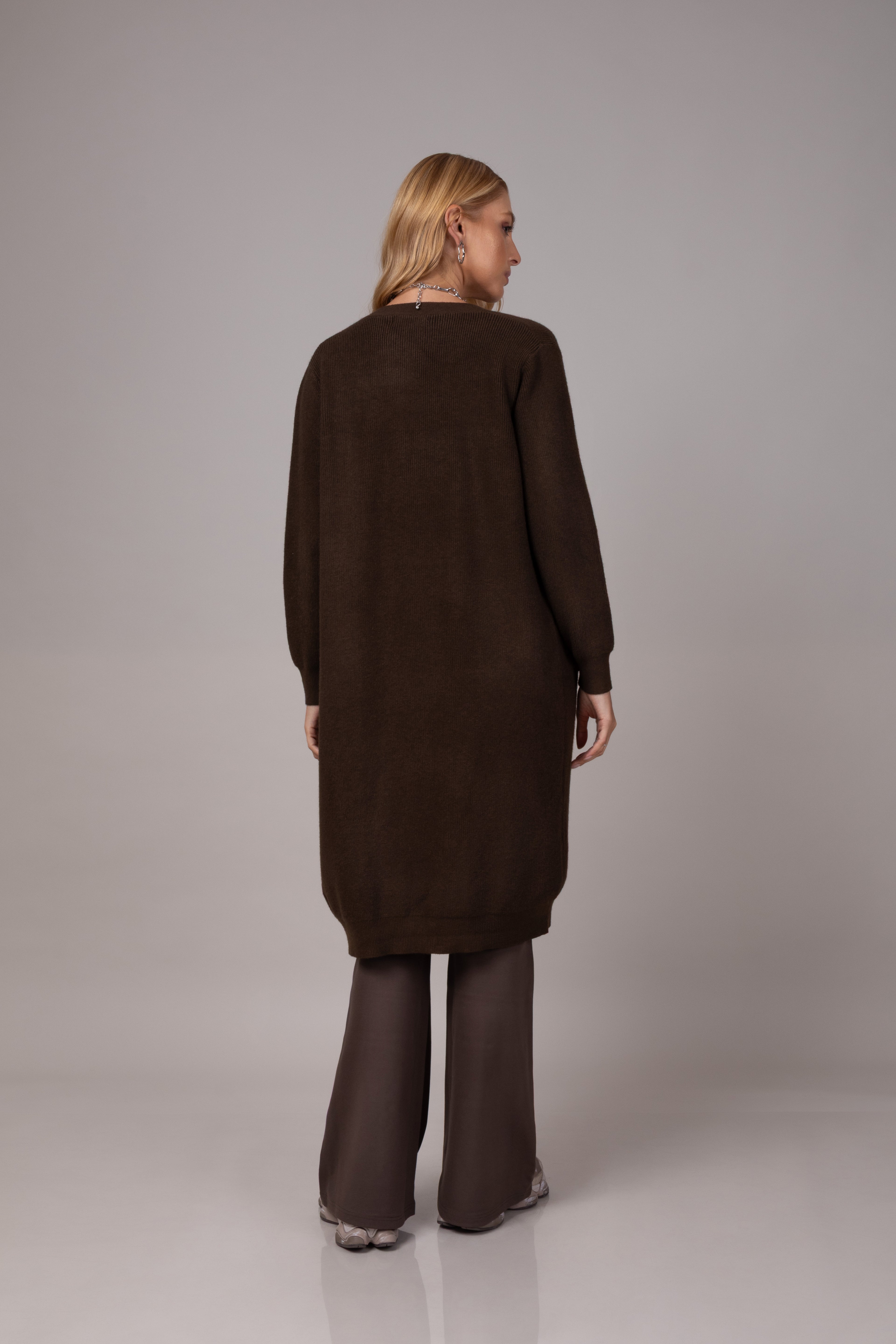Cardigan alongado em tricot soft