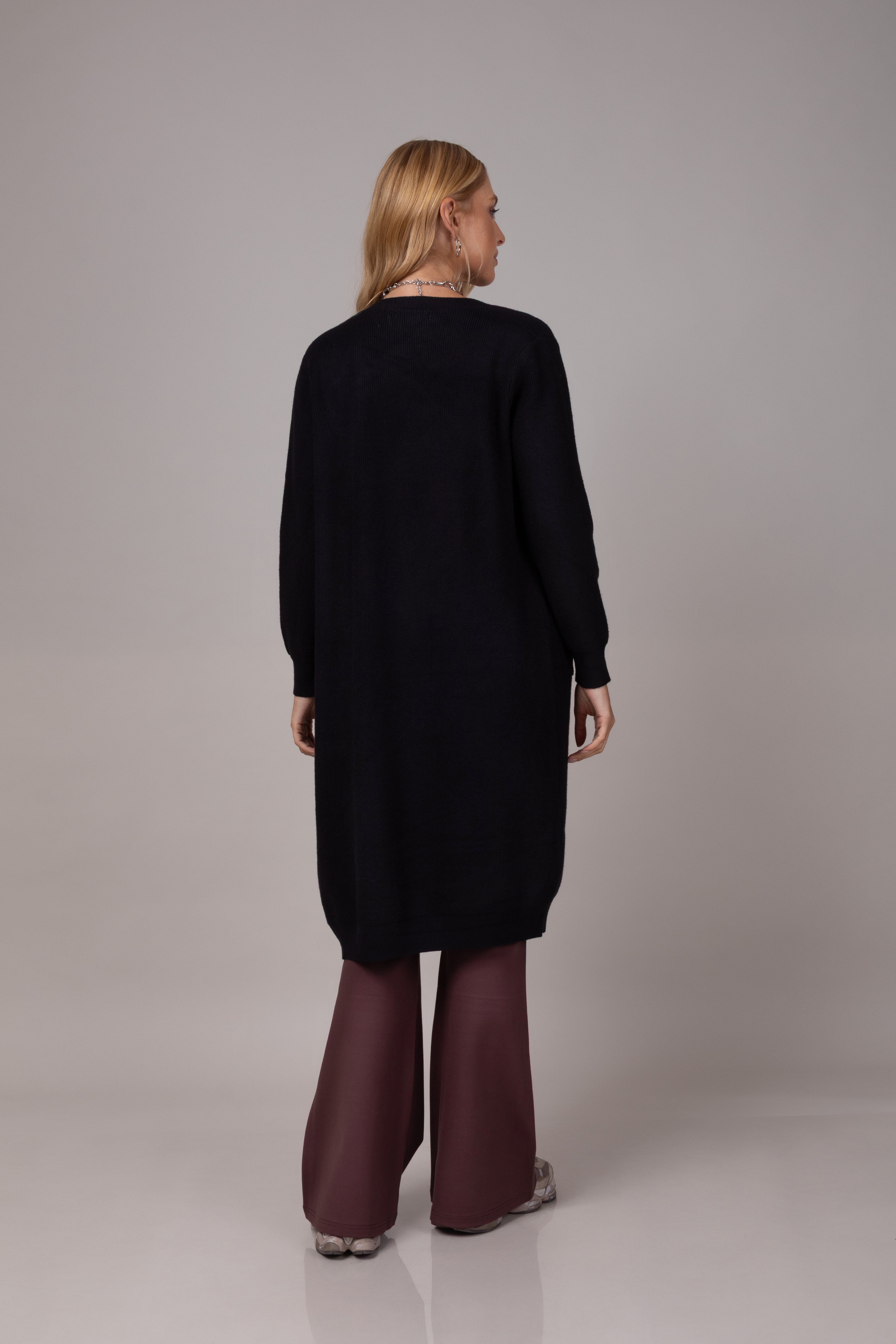 Cardigan alongado em tricot soft