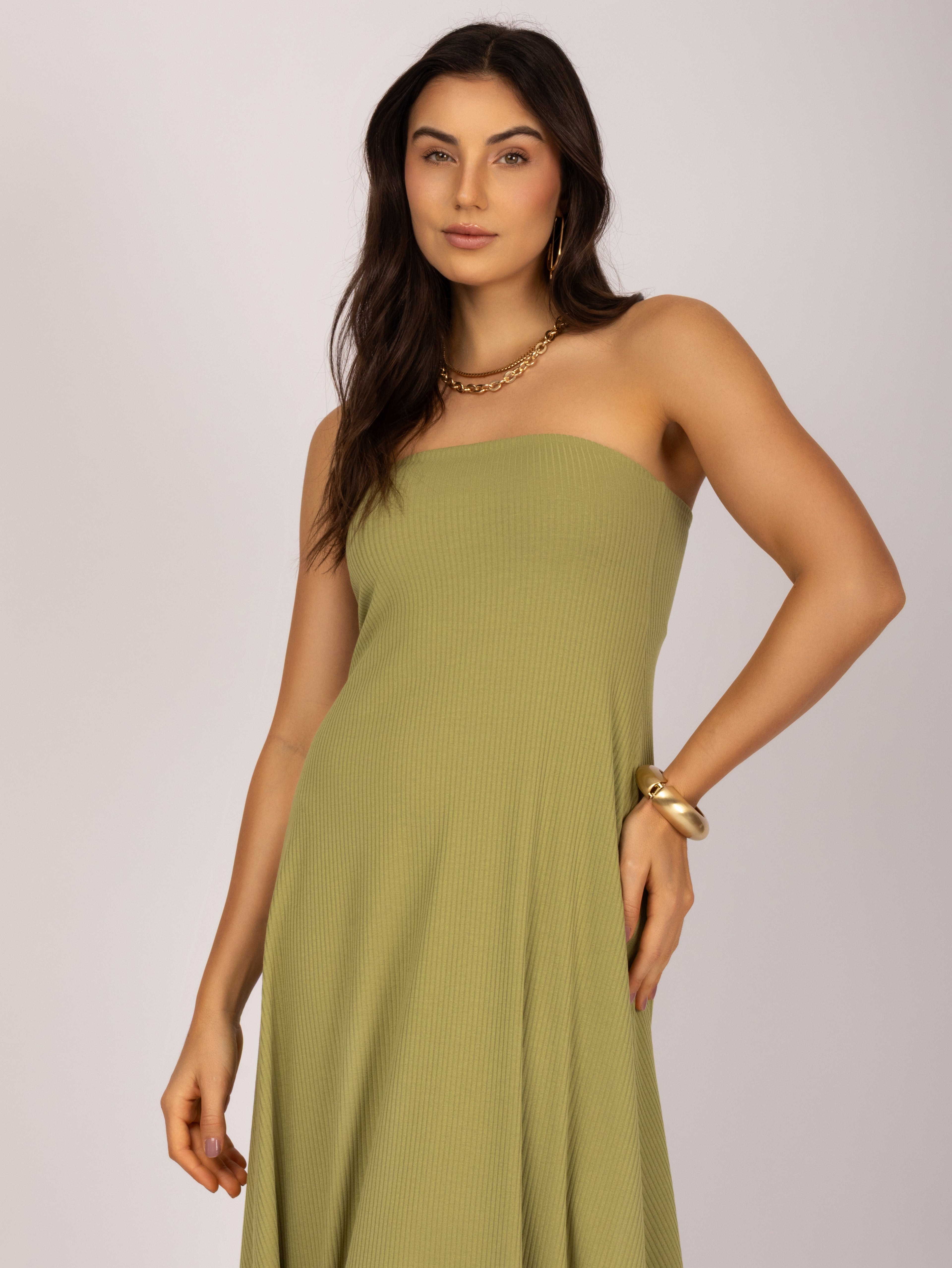 Vestido em malha sem alça