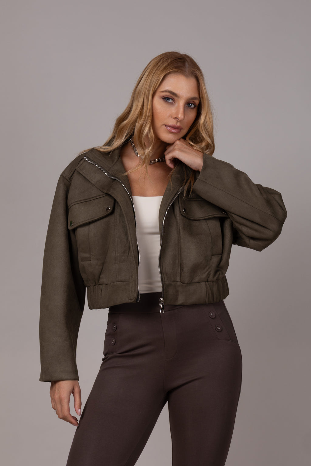 Jaqueta bomber camurça