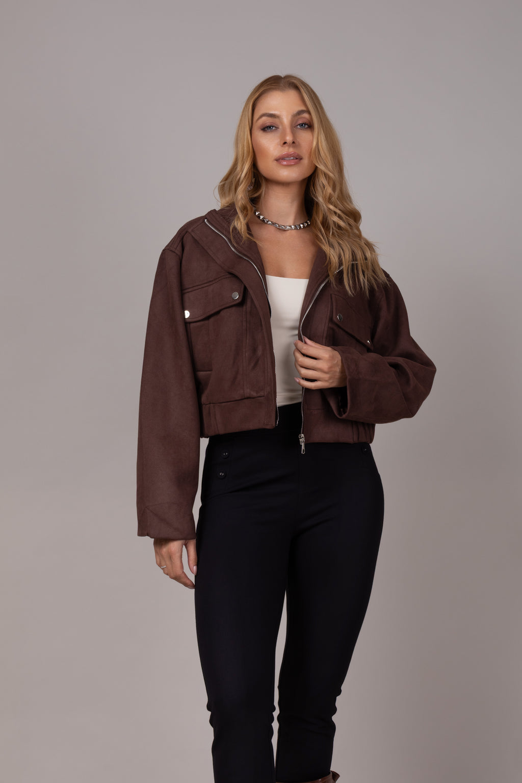 Jaqueta bomber camurça