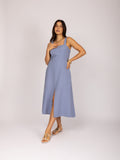 Vestido midi com recorte
