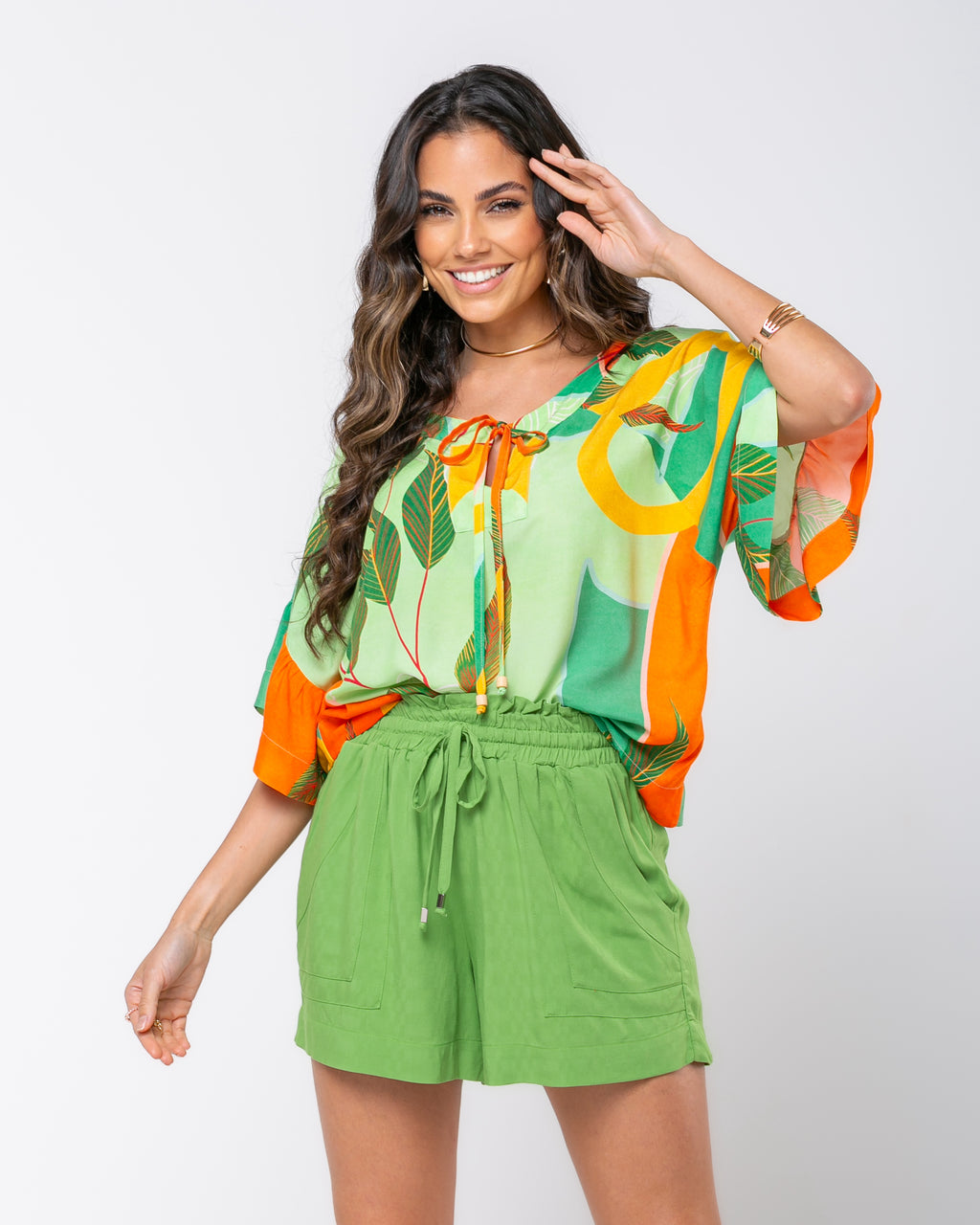Short com detalhe no bolso em viscose