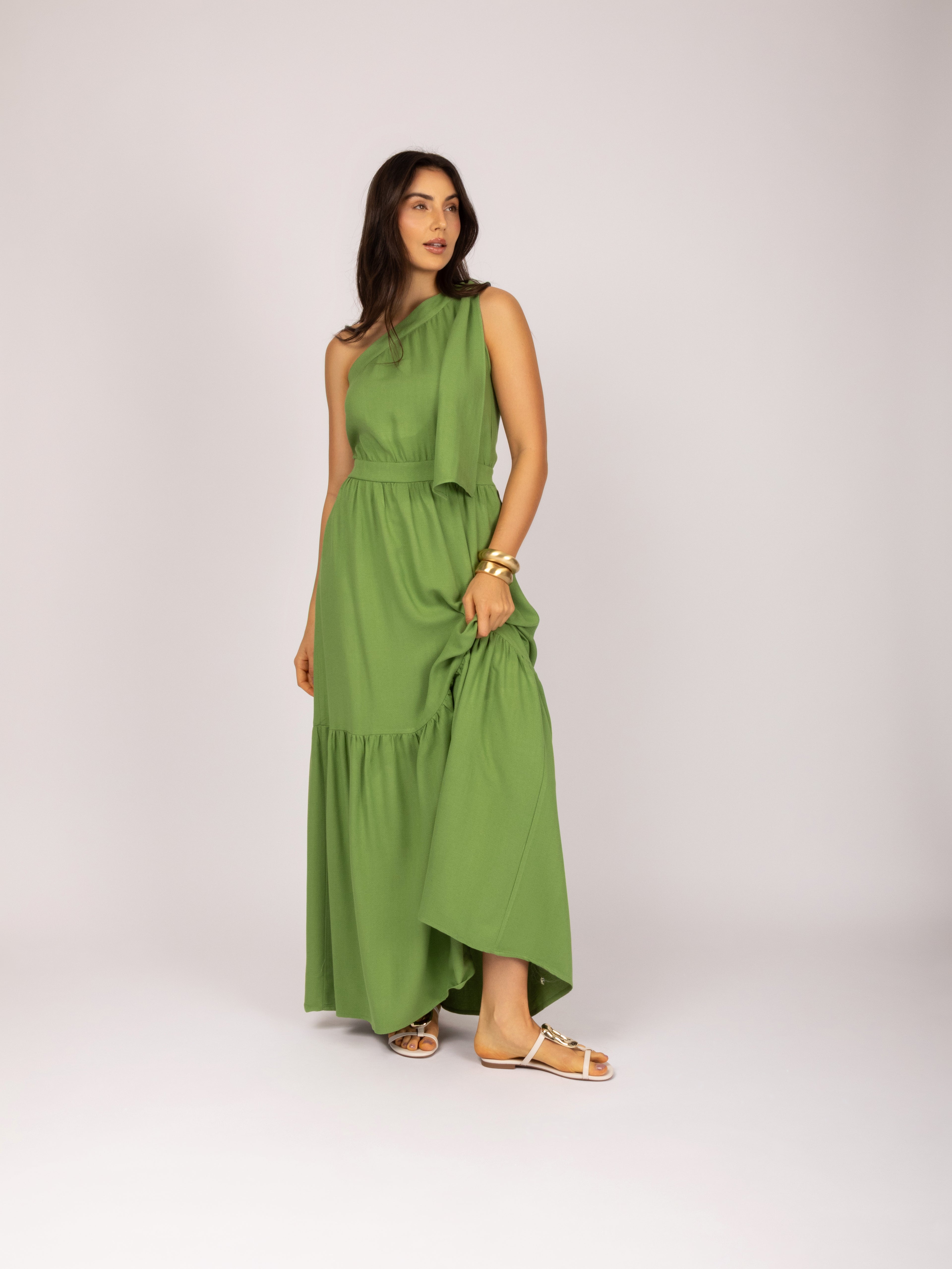 Vestido maxi ombro único