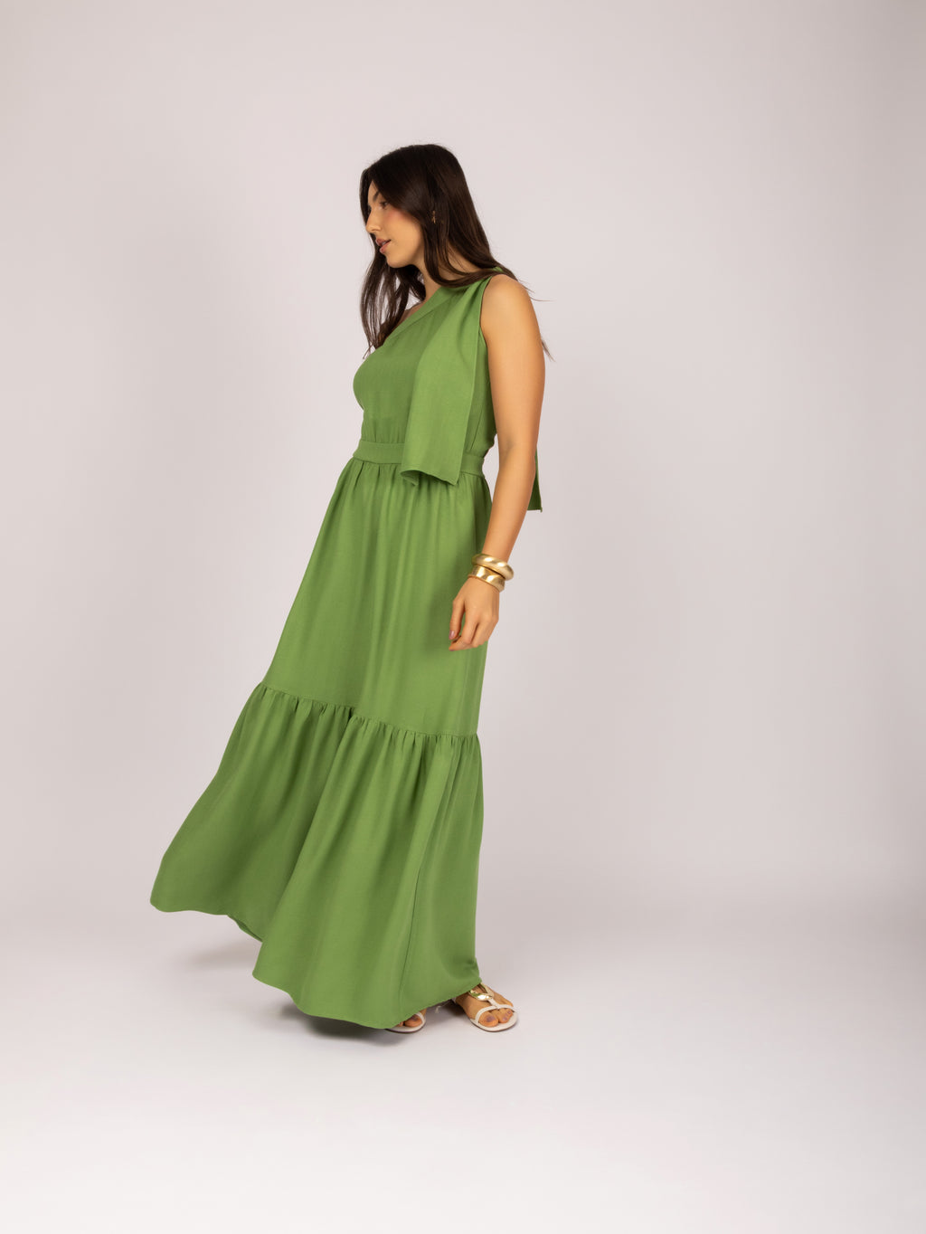 Vestido maxi ombro único