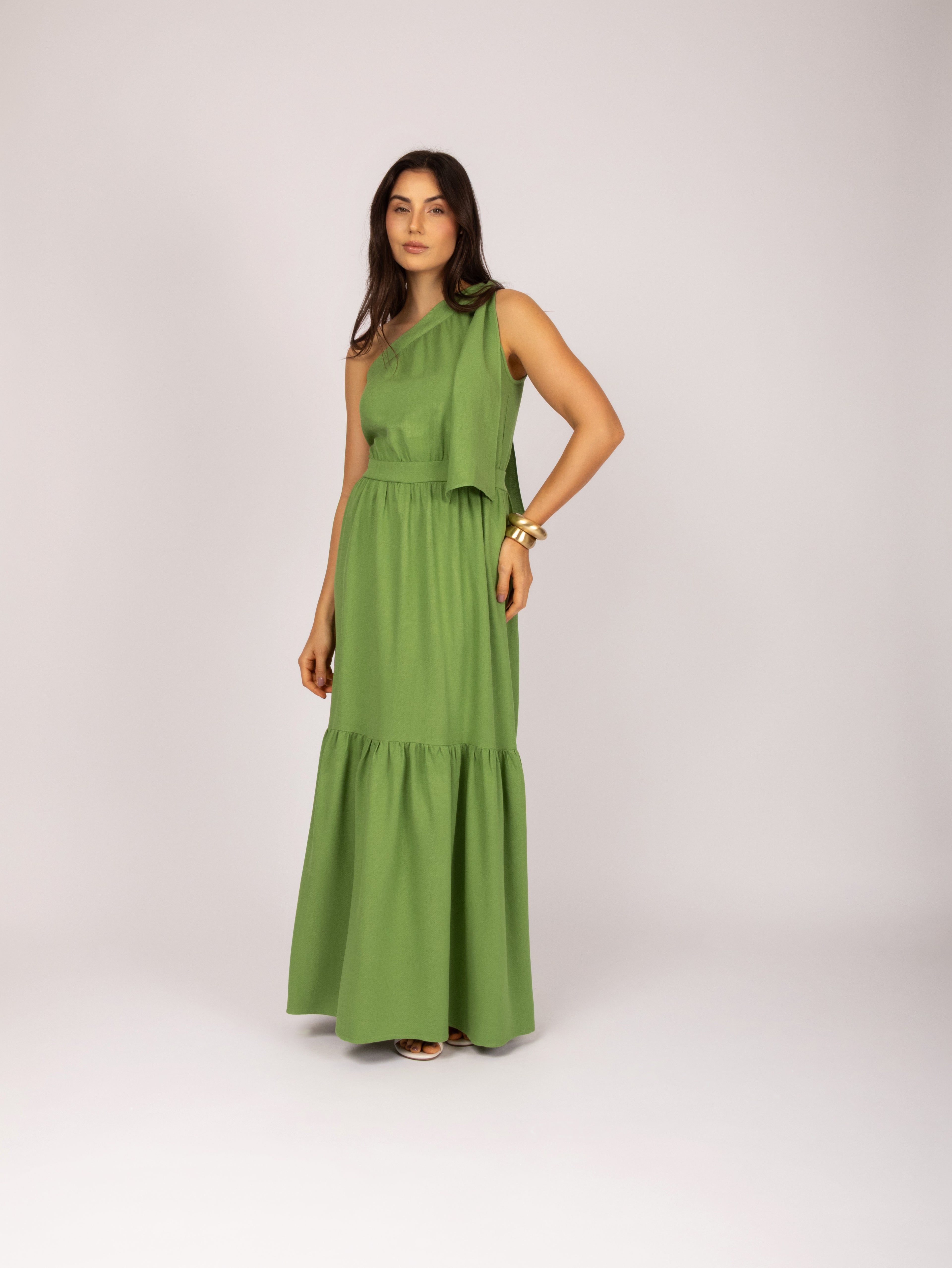 Vestido maxi ombro único