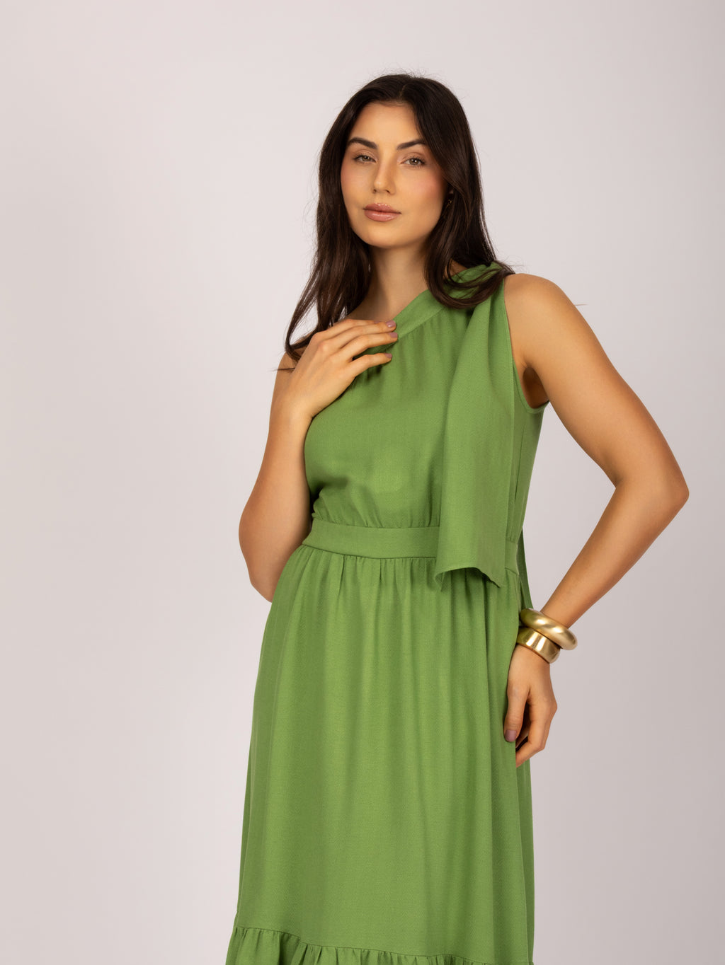 Vestido maxi ombro único