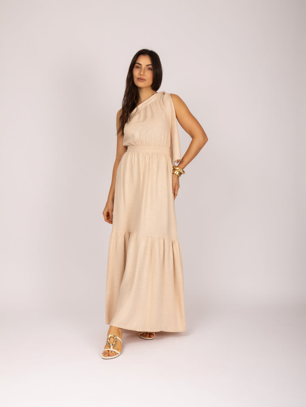 Vestido maxi ombro único
