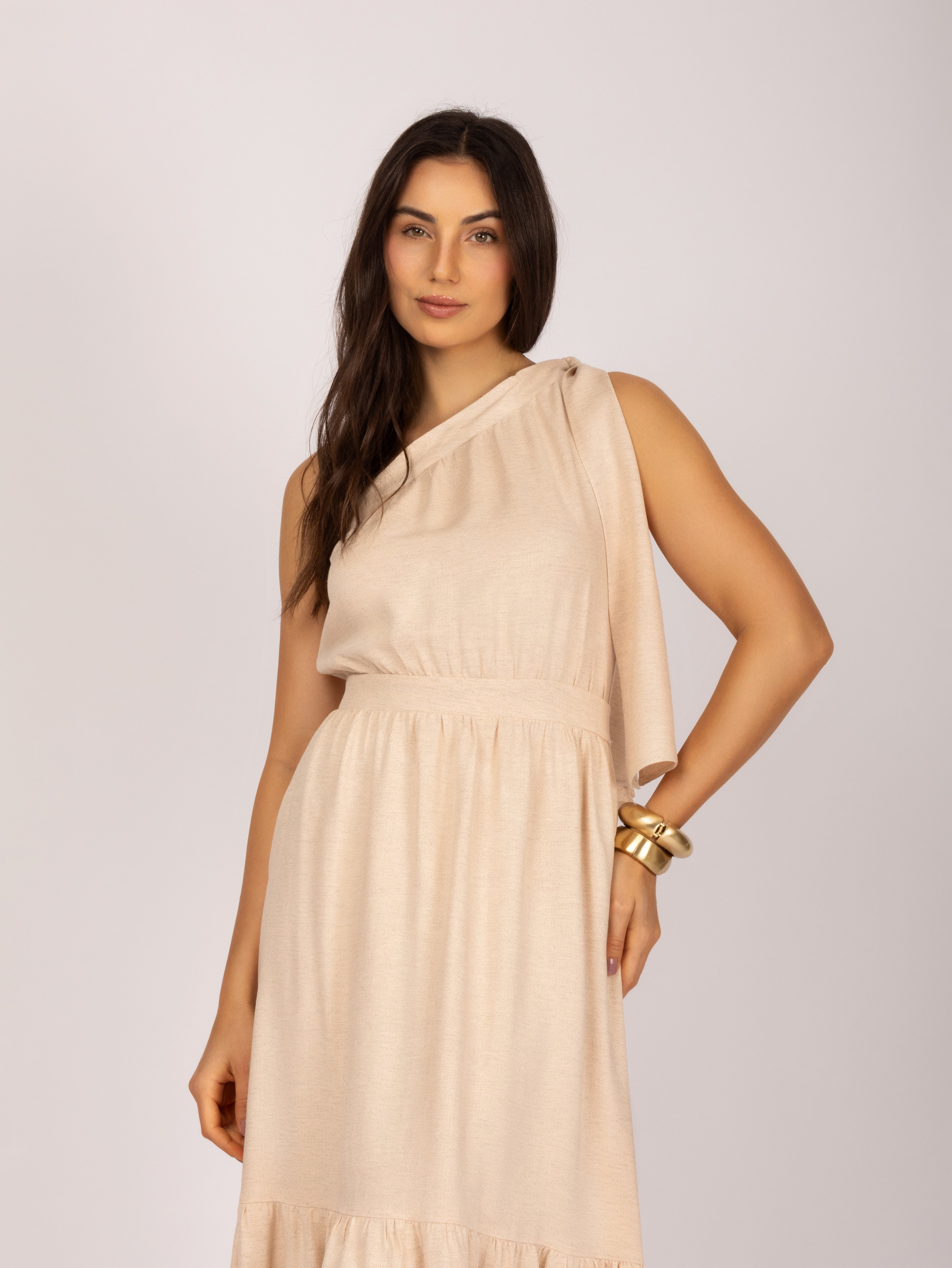 Vestido maxi ombro único