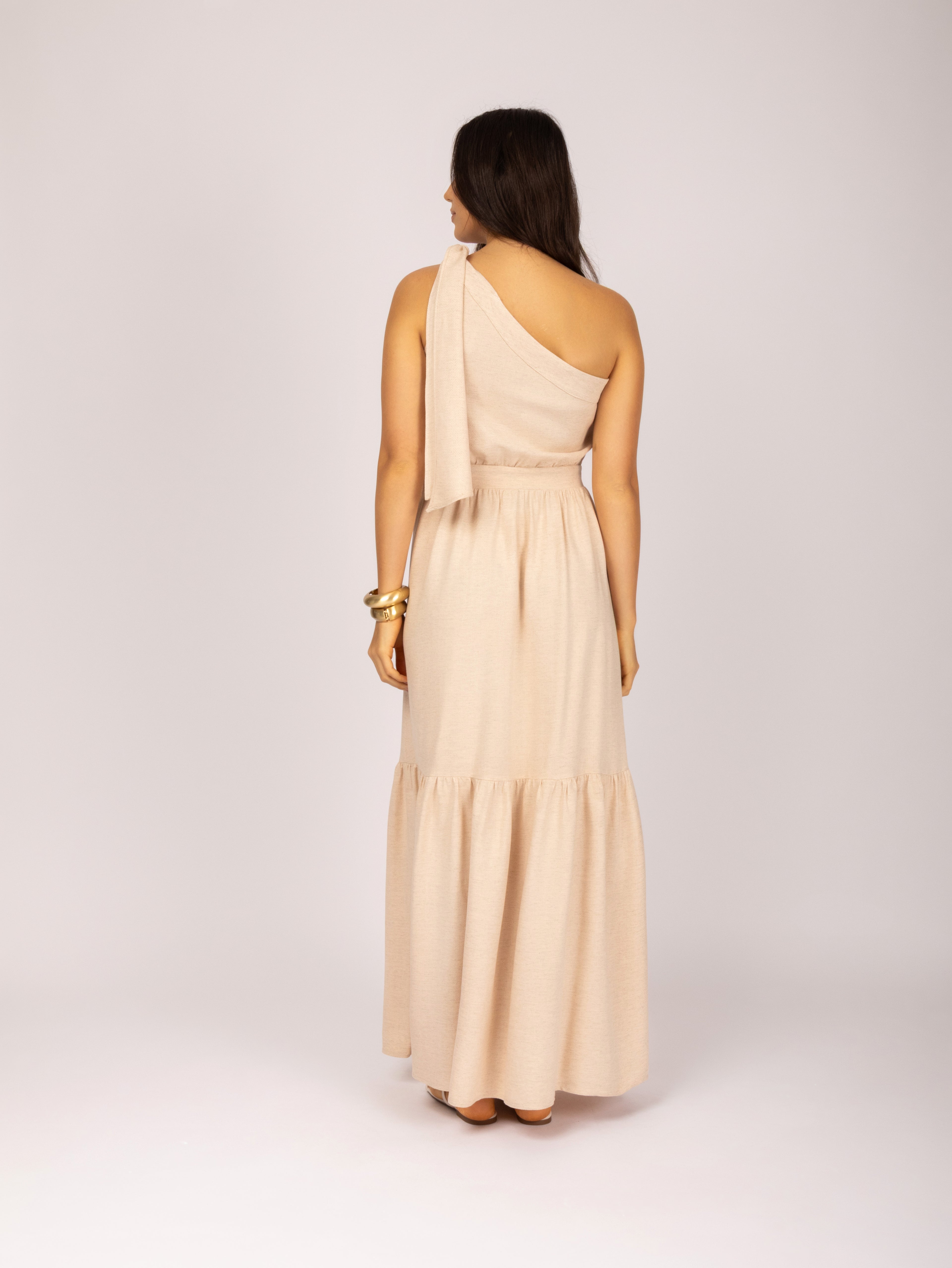 Vestido maxi ombro único
