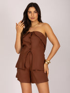 Conjunto tomara que caia e shorts