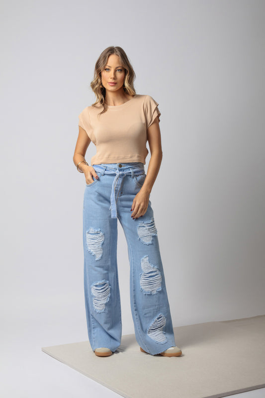 Calça jeans pantalona