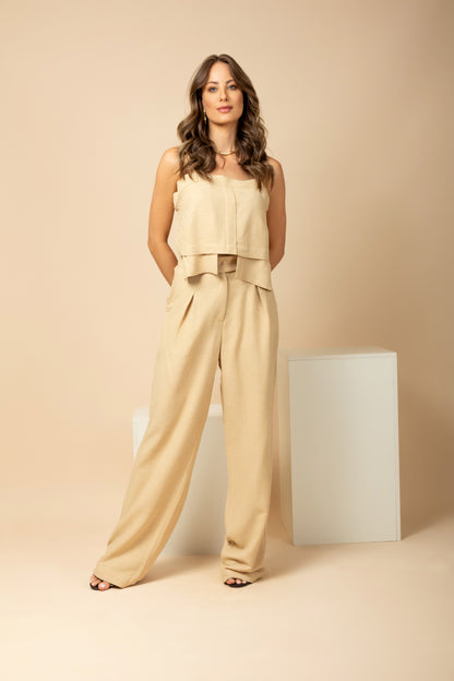 Conjunto de top e calça pantalona