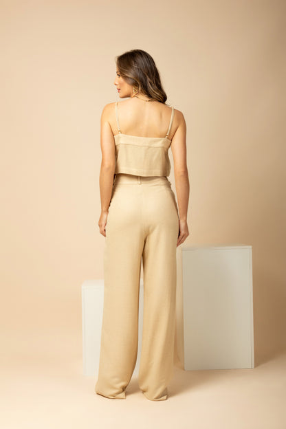 Conjunto de top e calça pantalona