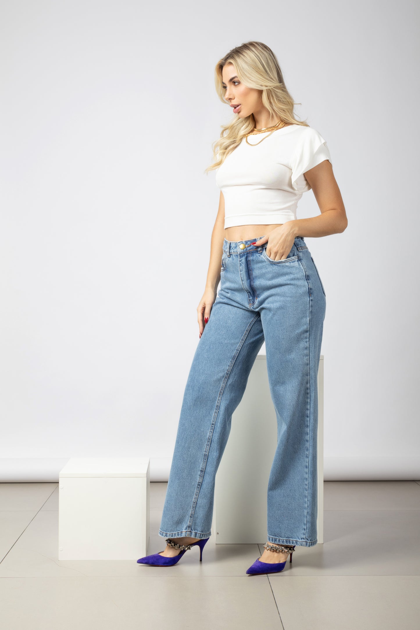 Calça jeans wide leg