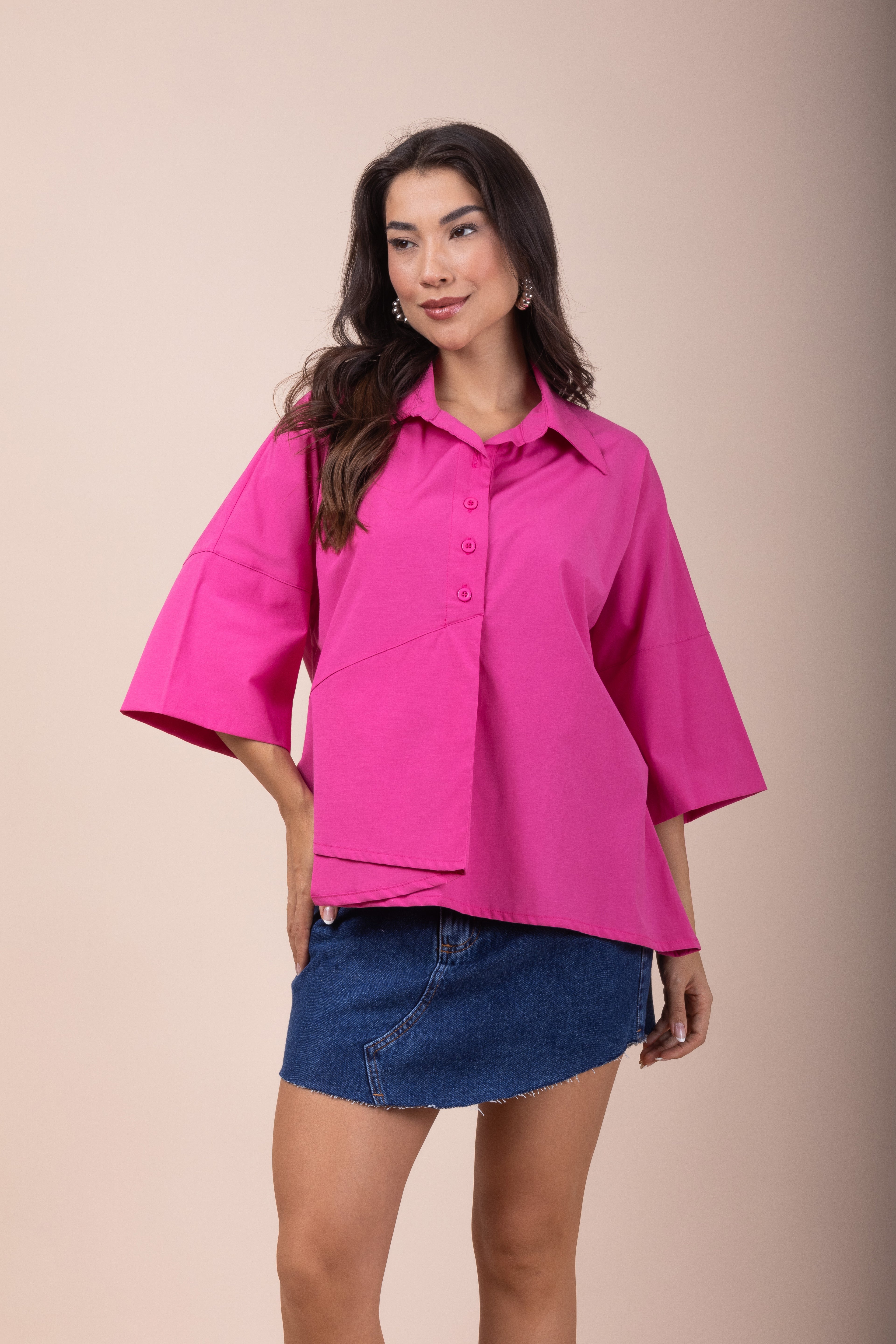 Camisa bata manga 3/4