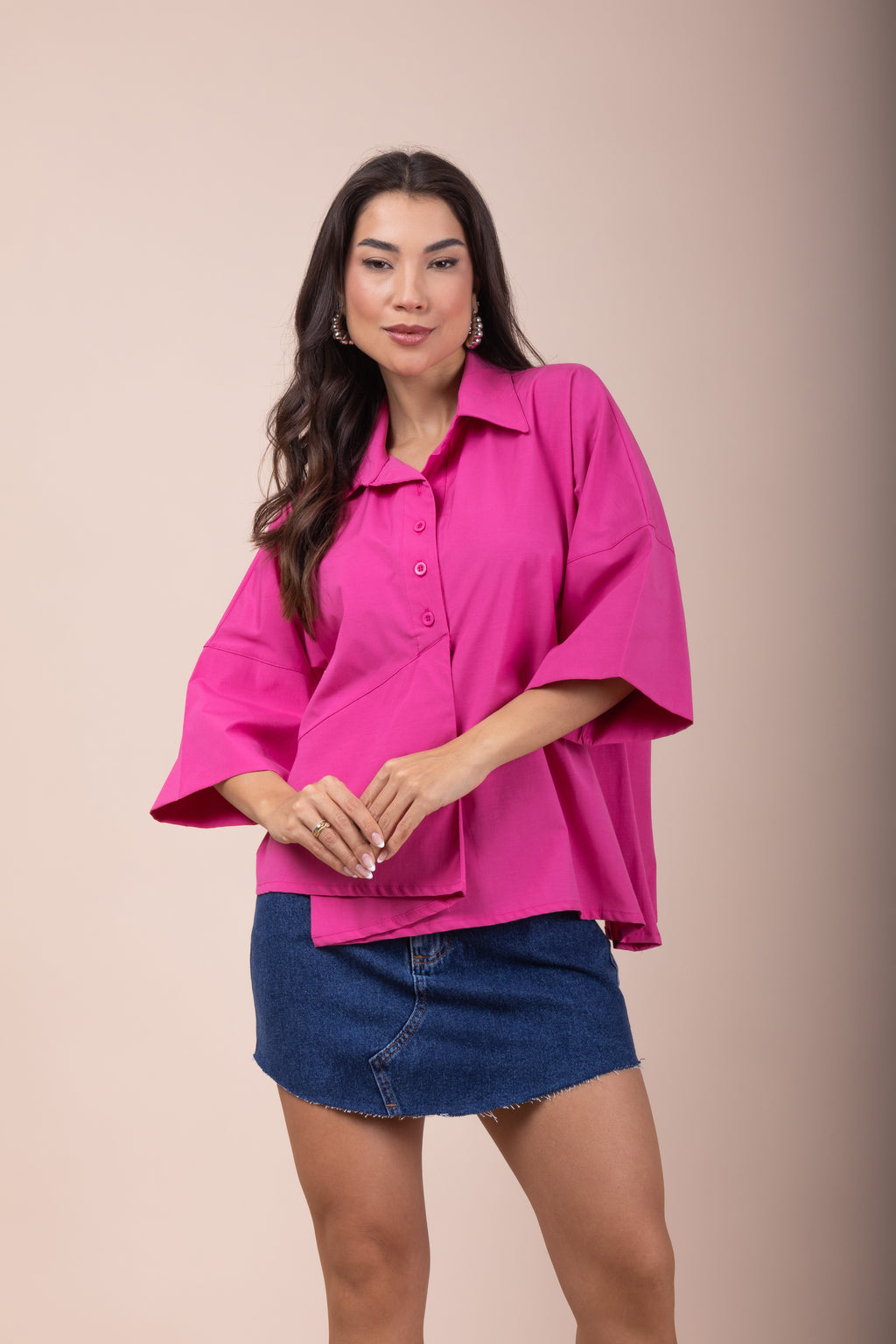 Camisa bata manga 3/4