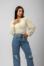 Blusa transpassada em malha