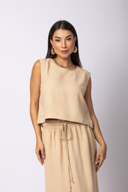 Conjunto de cropped com saia longa