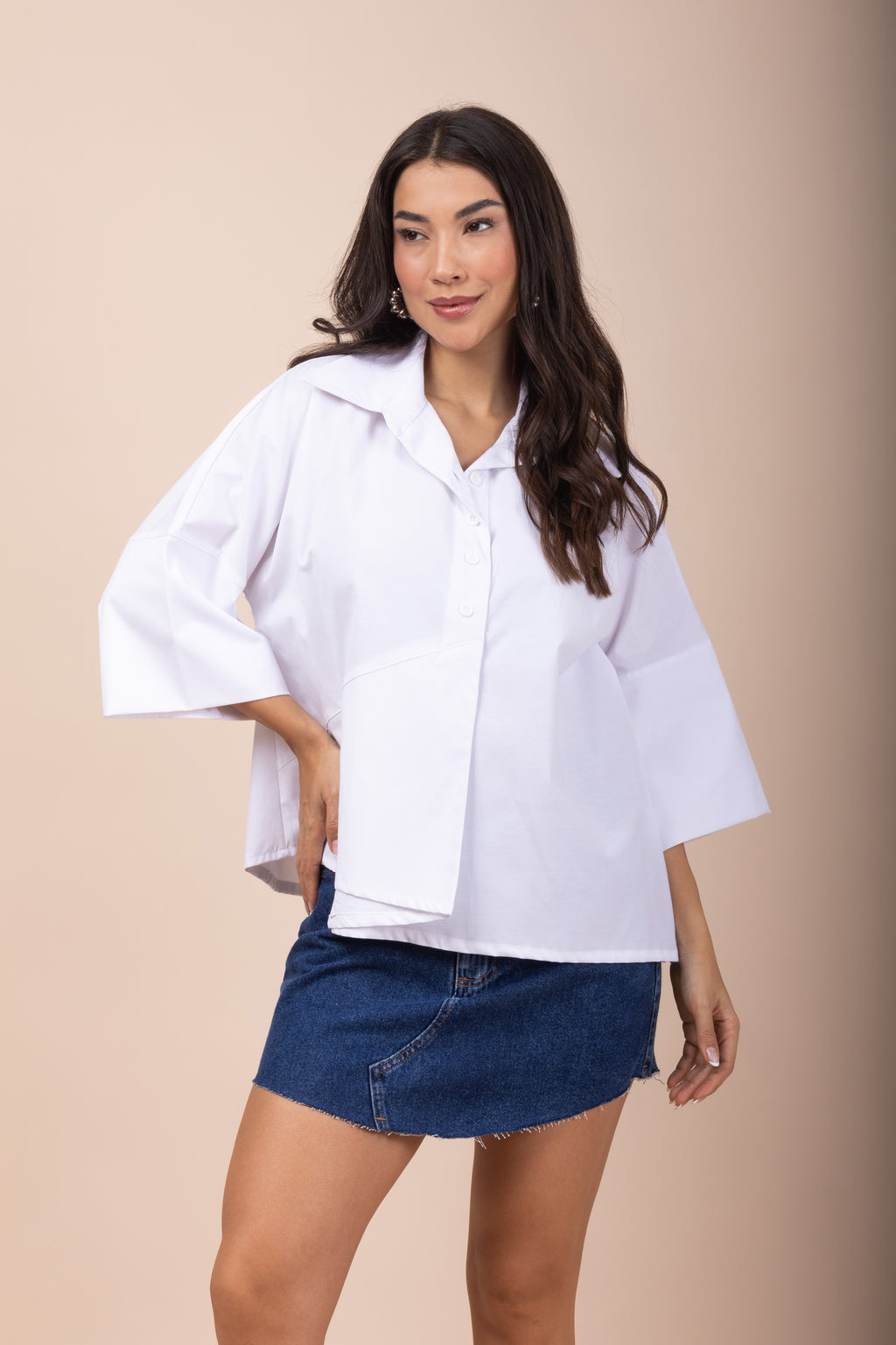 Camisa bata manga 3/4