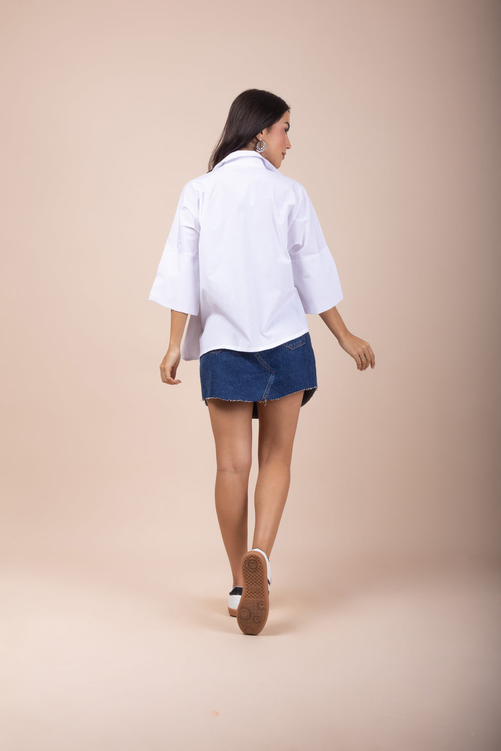 Camisa bata manga 3/4