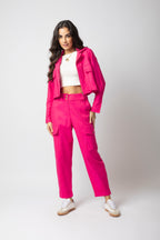 Calça cargo cintura alta sarja