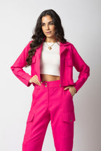 Calça cargo cintura alta sarja