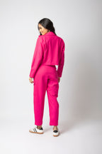 Calça cargo cintura alta sarja