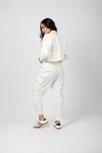 Calça cargo cintura alta sarja