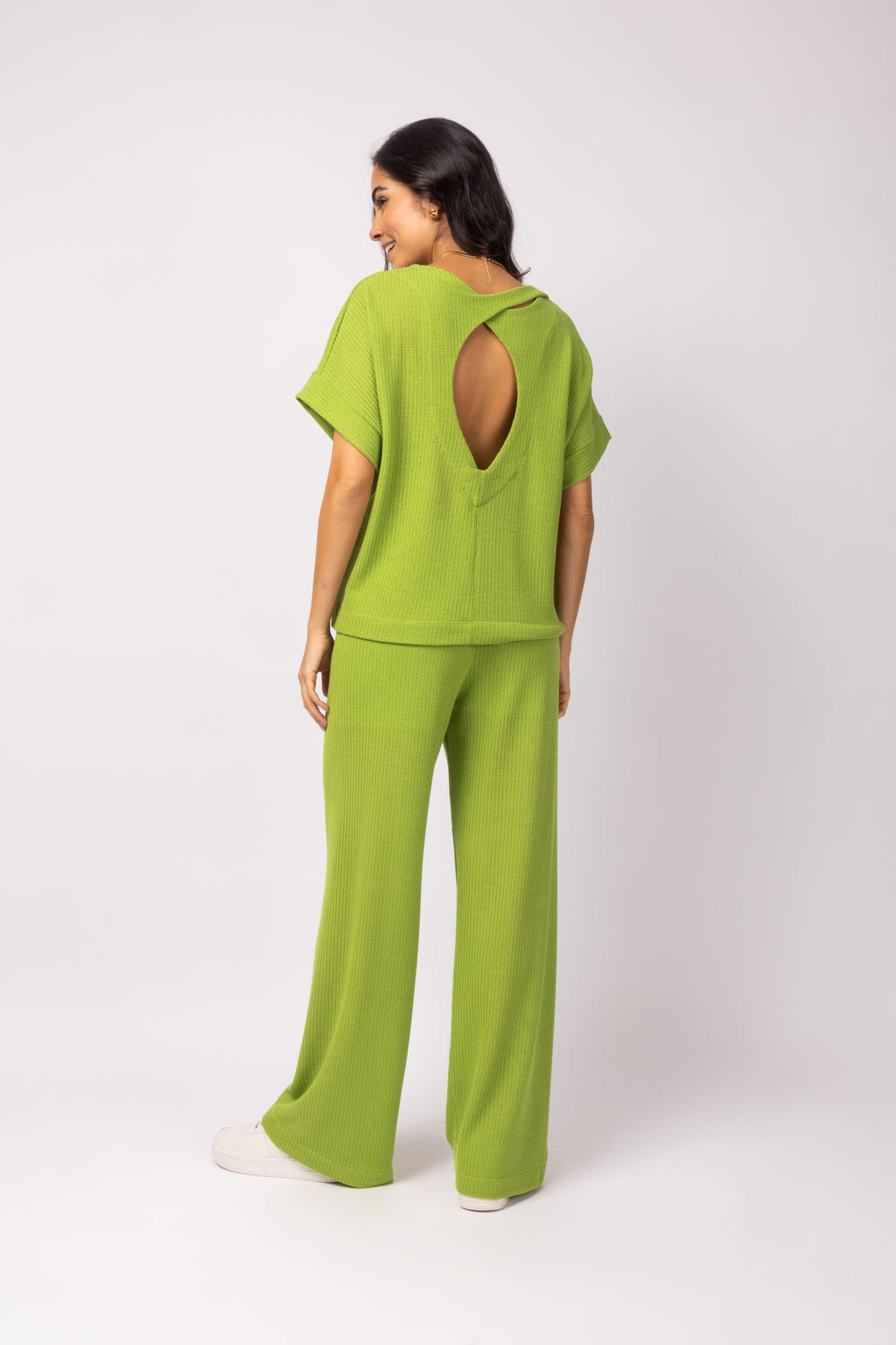 Conjunto de blusa com calça em malha