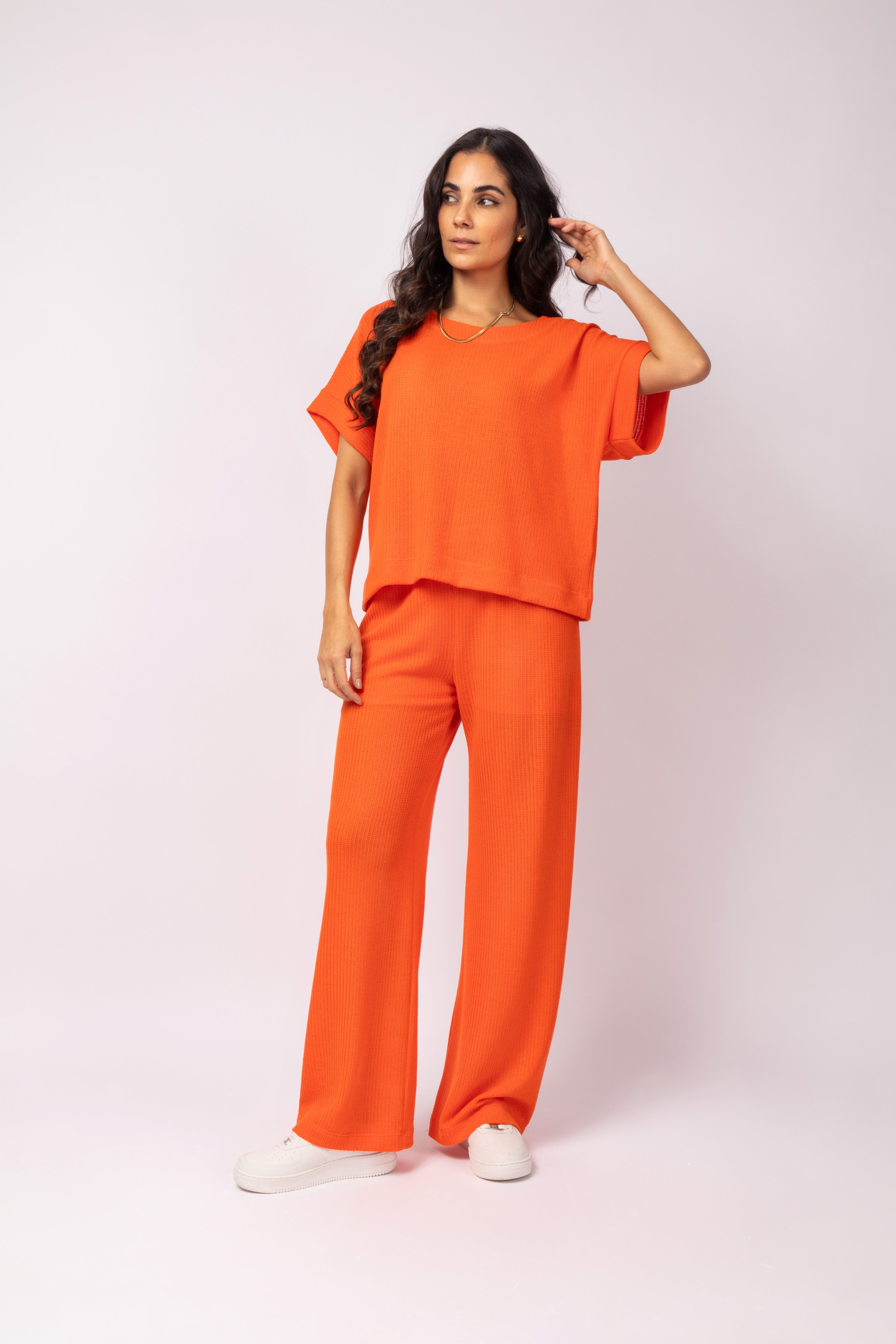 Conjunto de blusa com calça em malha